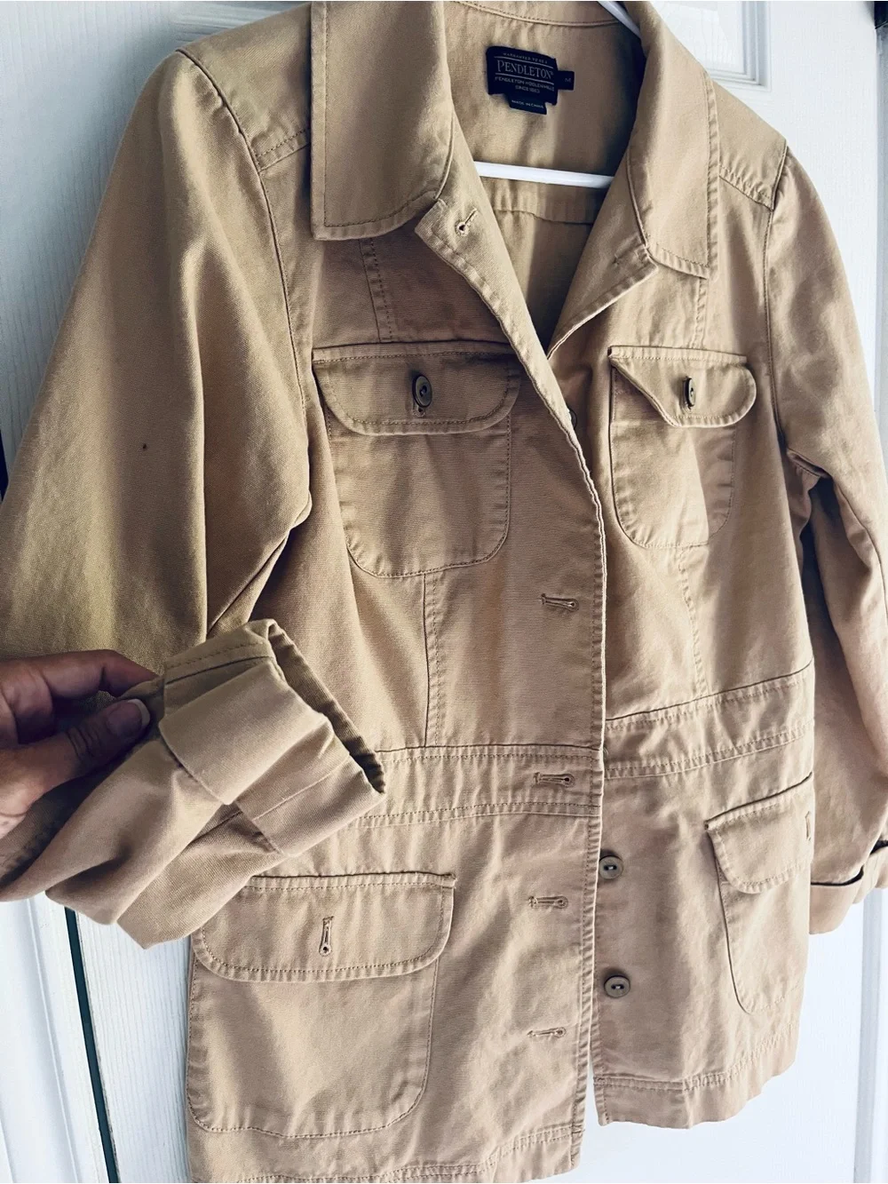 Pendleton Utility Jacket Women Tan Safari Jacket Button Front size medium - Picture 14 of 15